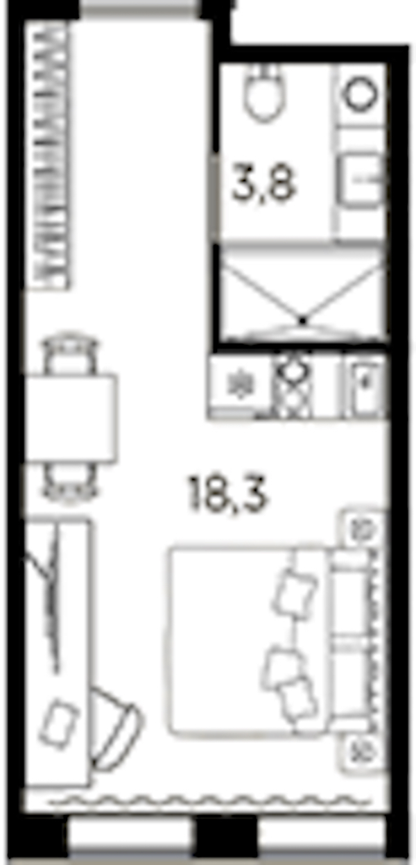 Квартира студия 22.1 м², 12/13 эт., ЖК «AVENIR Industrial»